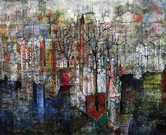 Sadanand Bakre (1920-2007) Cityscape, 24 x 30in.